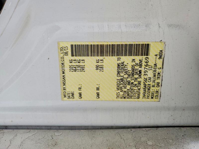 41706106 :رقم المزاد ، 1N4AA6AP5GC397669 vin ، 2016 Nissan Maxima مزاد بيع