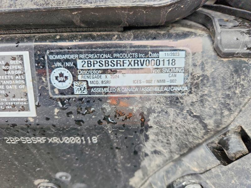 2024 Ski Doo Renegade X 900 R მანქანა იყიდება აუქციონზე, vin: 2BPSBSRFXRV000118, აუქციონის ნომერი: 45600166