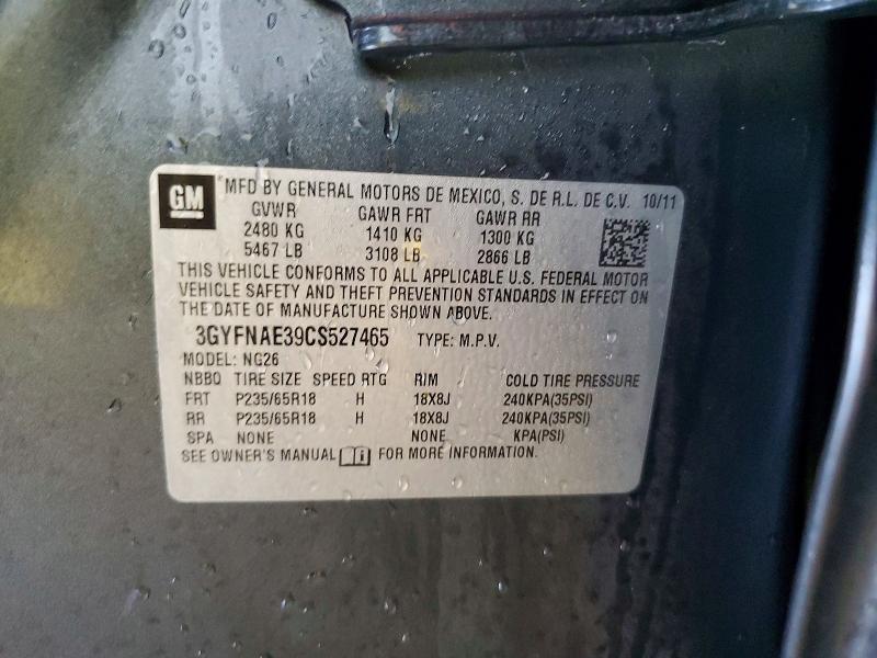 2012 Cadillac Srx მანქანა იყიდება აუქციონზე, vin: 3GYFNAE39CS527465, აუქციონის ნომერი: 79375165