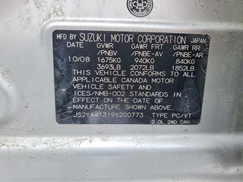 Продажа на аукционе авто 2009 Suzuki Sx4, vin: JS2YA413196200773, номер лота: 46889716