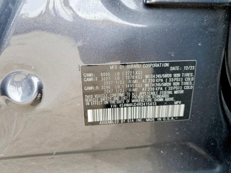 Aukcja sprzedaży 2024 Subaru Ascent, vin: 4S4WMAUD4R3415413, numer aukcji: 46093326