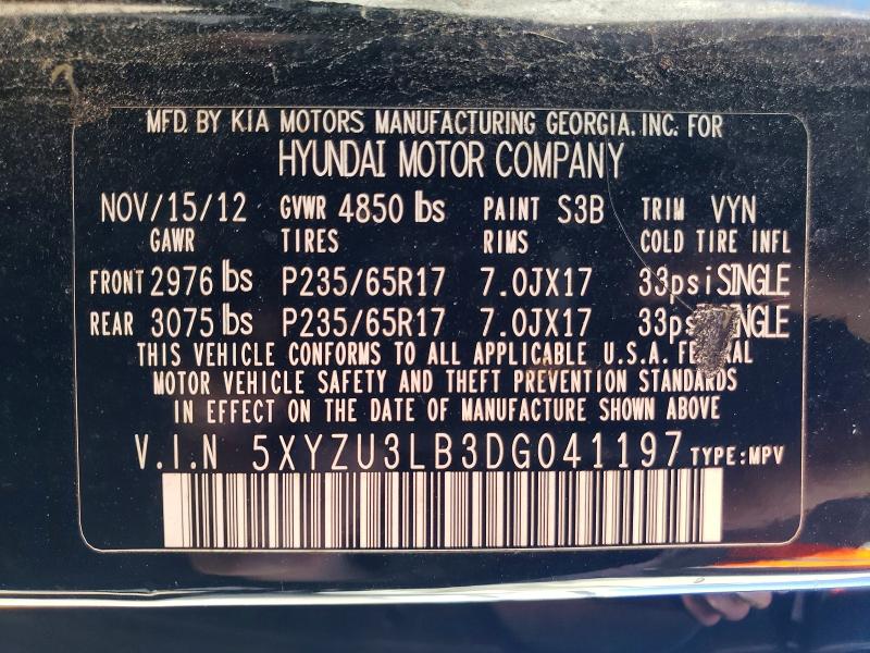 46881076 :رقم المزاد ، 5XYZU3LB3DG041197 vin ، 2013 Hyundai Santa Fe Sport مزاد بيع