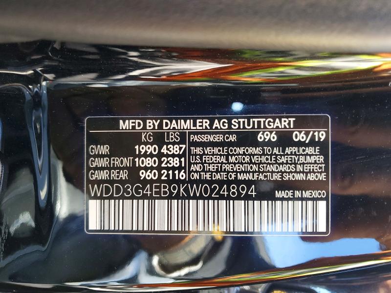 Продаж на аукціоні авто 2019 Mercedes-benz A, vin: WDD3G4EB9KW024894, номер лоту: 46542076