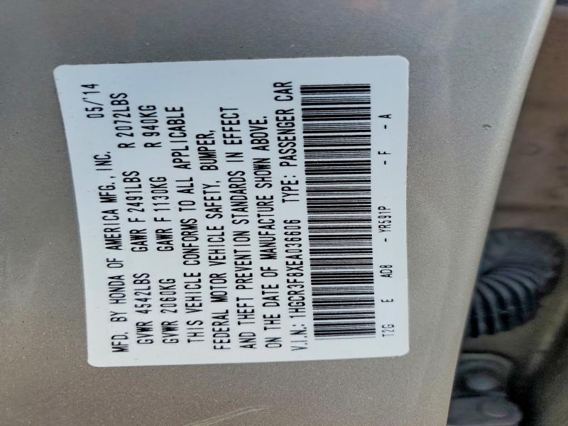 Продажа на аукционе авто 2014 Honda Accord, vin: 1HGCR3F8XEA036606, номер лота: 47695046