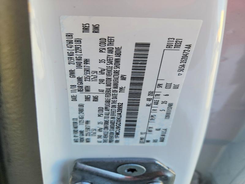 Aukcja sprzedaży 2019 Ford Escape, vin: 1FMCU9GDXKUA39992, numer aukcji: 47497516
