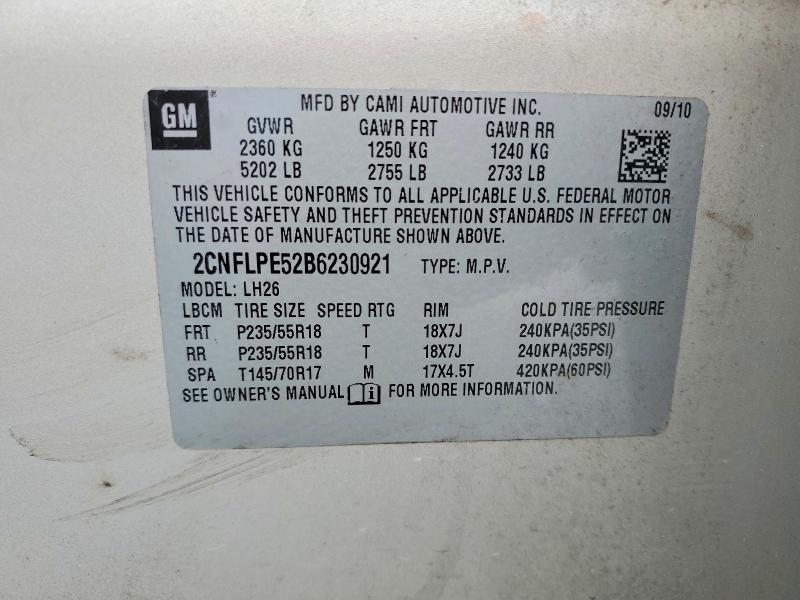 2011 Chevrolet Equinox მანქანა იყიდება აუქციონზე, vin: 2CNFLPE52B6230921, აუქციონის ნომერი: 42074516