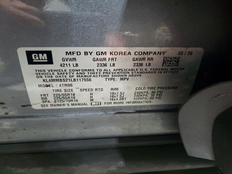 46300226 :رقم المزاد ، KL4MMBS21LB117556 vin ، 2020 Buick Encore Gx مزاد بيع