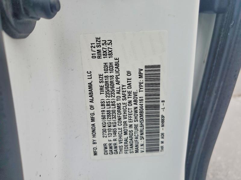 2021 Honda Odyssey მანქანა იყიდება აუქციონზე, vin: 5FNRL6H5XMB044161, აუქციონის ნომერი: 46179846