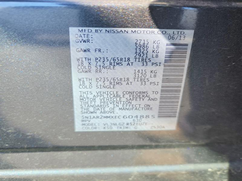 Aukcja sprzedaży 2014 Nissan Pathfinder, vin: 5N1AR2MMXEC604885, numer aukcji: 47914716