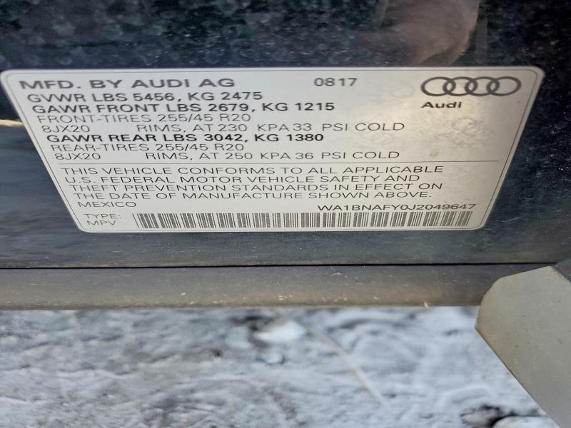 Продажа на аукционе авто 2018 Audi Q5, vin: WA1BNAFY0J2049647, номер лота: 46024426