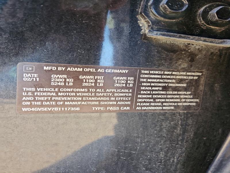 2011 Buick Regal მანქანა იყიდება აუქციონზე, vin: W04GV5EV7B1117356, აუქციონის ნომერი: 47171256