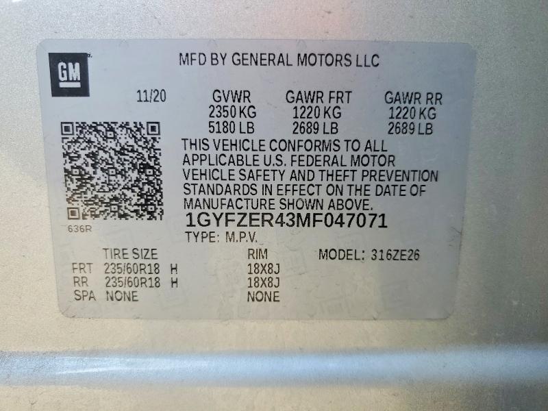 2021 Cadillac Xt4 მანქანა იყიდება აუქციონზე, vin: 1GYFZER43MF047071, აუქციონის ნომერი: 45530666