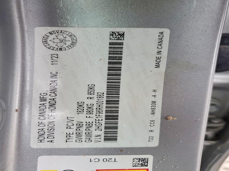 2024 Honda Civic მანქანა იყიდება აუქციონზე, vin: 2HGFE1F96RH001882, აუქციონის ნომერი: 47877086