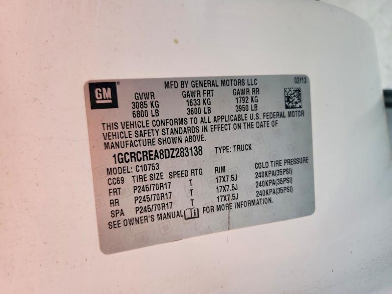 47034626 :رقم المزاد ، 1GCRCREA8DZ283138 vin ، 2013 Chevrolet Silverado مزاد بيع