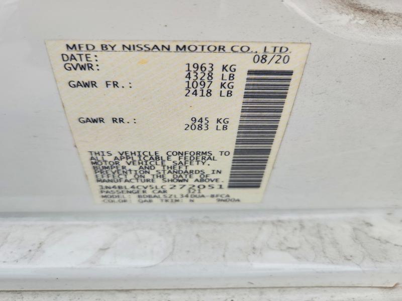 Продаж на аукціоні авто 2020 Nissan Altima, vin: 1N4BL4CV5LC272051, номер лоту: 47779916