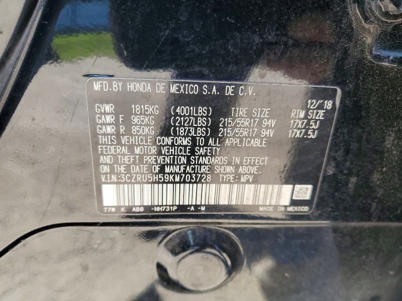 Продаж на аукціоні авто 2019 Honda Hr-v, vin: 3CZRU5H59KM703728, номер лоту: 45573006