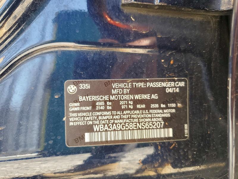 Продаж на аукціоні авто 2014 Bmw 335, vin: WBA3A9G58ENS65207, номер лоту: 46715436