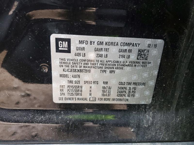Aukcja sprzedaży 2019 Buick Encore, vin: KL4CJESB3KB872910, numer aukcji: 41669176