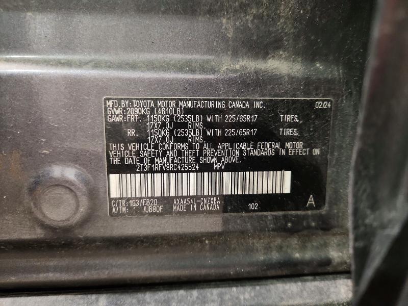 47101106 :رقم المزاد ، 2T3F1RFV8RC425524 vin ، 2024 Toyota Rav4 مزاد بيع