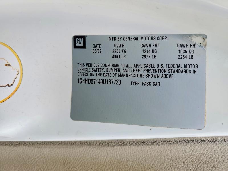 Auction sale of the 2009 Buick Lucerne, vin: 1G4HD57149U137723, lot number: 41997856