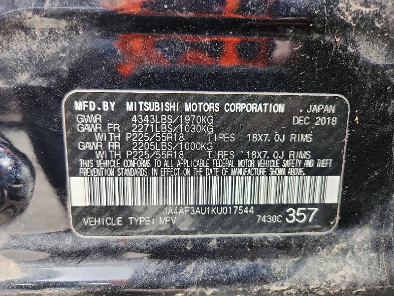 Продаж на аукціоні авто 2019 Mitsubishi Outlander Sport, vin: JA4AP3AU1KU017544, номер лоту: 47797926