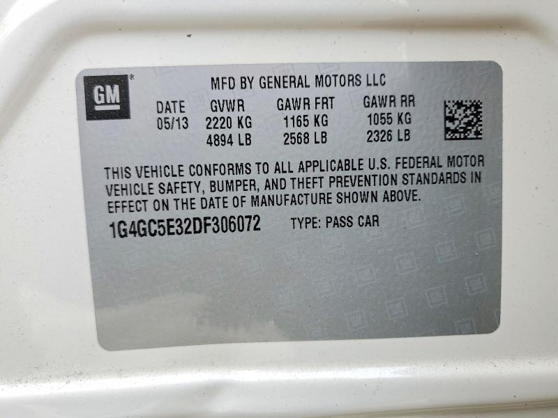 79721235 :رقم المزاد ، 1G4GC5E32DF306072 vin ، 2013 Buick Lacrosse مزاد بيع