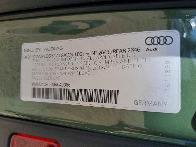 45823316 :رقم المزاد ، WAUC4CF55MA049066 vin ، 2021 Audi S5 مزاد بيع