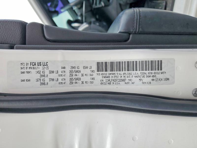 Продаж на аукціоні авто 2015 Jeep Grand Cherokee, vin: 1C4RJFAG5FC229087, номер лоту: 47154856