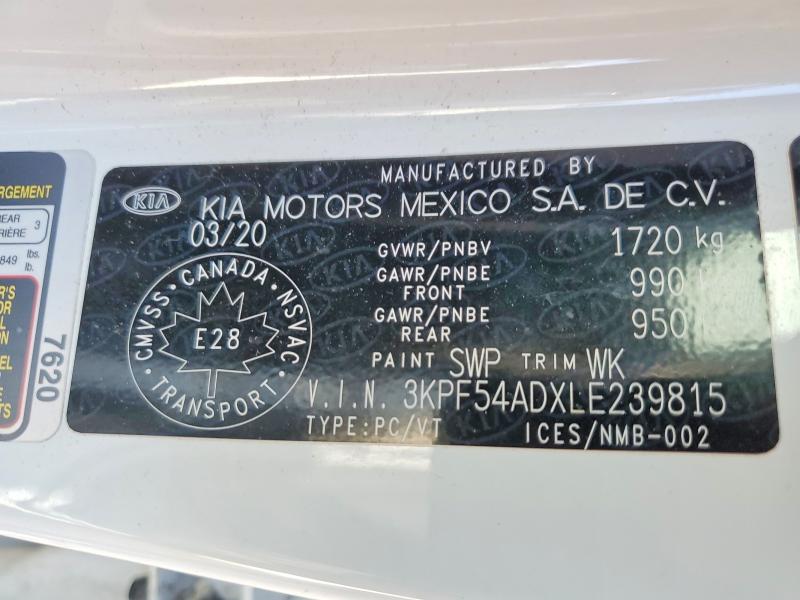2020 Kia Forte მანქანა იყიდება აუქციონზე, vin: 3KPF54ADXLE239815, აუქციონის ნომერი: 45885716