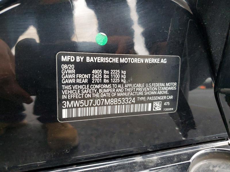 Продажа на аукционе авто 2021 Bmw M340i, vin: 3MW5U7J07M8B53324, номер лота: 46963596