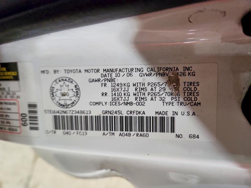 45561746 :رقم المزاد ، 5TEUU42N67Z348613 vin ، 2007 Toyota Tacoma مزاد بيع