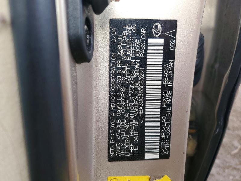 Продажа на аукционе авто 2005 Lexus Es 330, vin: JTHBA30G355083291, номер лота: 46871276
