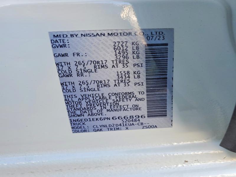 2023 Nissan Frontier მანქანა იყიდება აუქციონზე, vin: 1N6ED1EK6PN666896, აუქციონის ნომერი: 45983406
