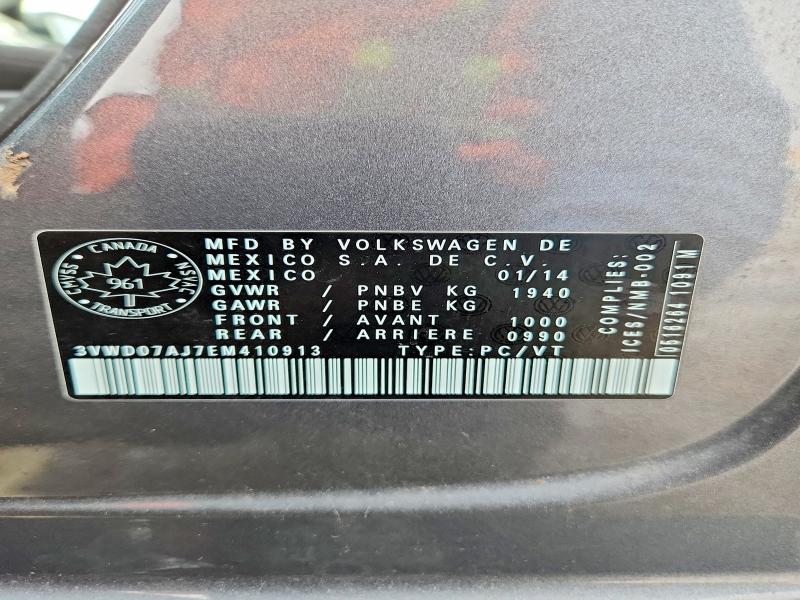 78976815 :رقم المزاد ، 3VWD07AJ7EM410913 vin ، 2014 Volkswagen Jetta مزاد بيع