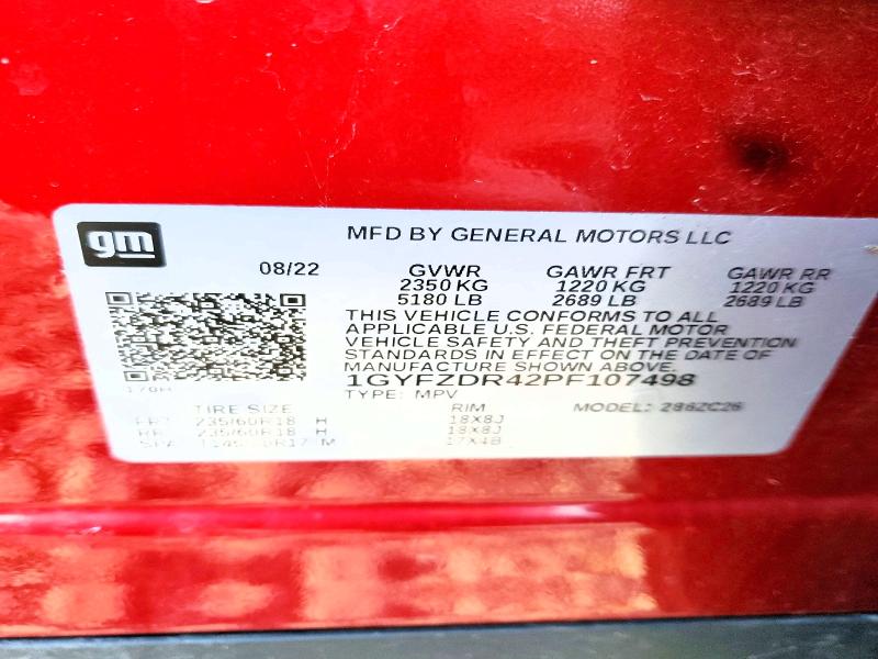 45852226 :رقم المزاد ، 1GYFZDR42PF107498 vin ، 2023 Cadillac Xt4 مزاد بيع