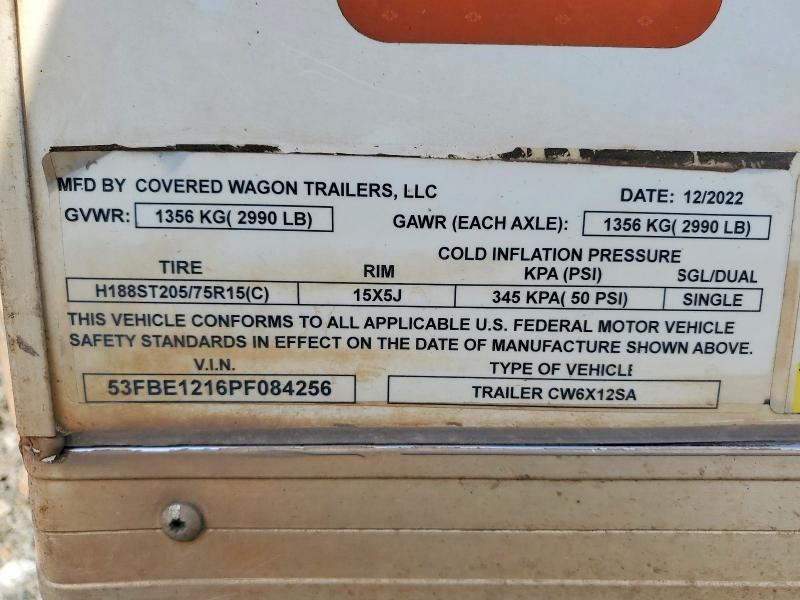 47207316 :رقم المزاد ، 53FBE1216PF084256 vin ، 2023 Covered Wagon Unknown مزاد بيع