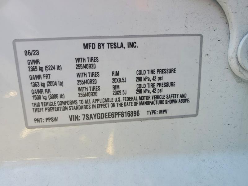 41731766 :رقم المزاد ، 7SAYGDEE6PF816896 vin ، 2023 Tesla Model Y مزاد بيع