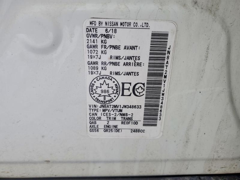 46864006 :رقم المزاد ، JN8AT2MV1JW348633 vin ، 2018 Nissan Rogue مزاد بيع