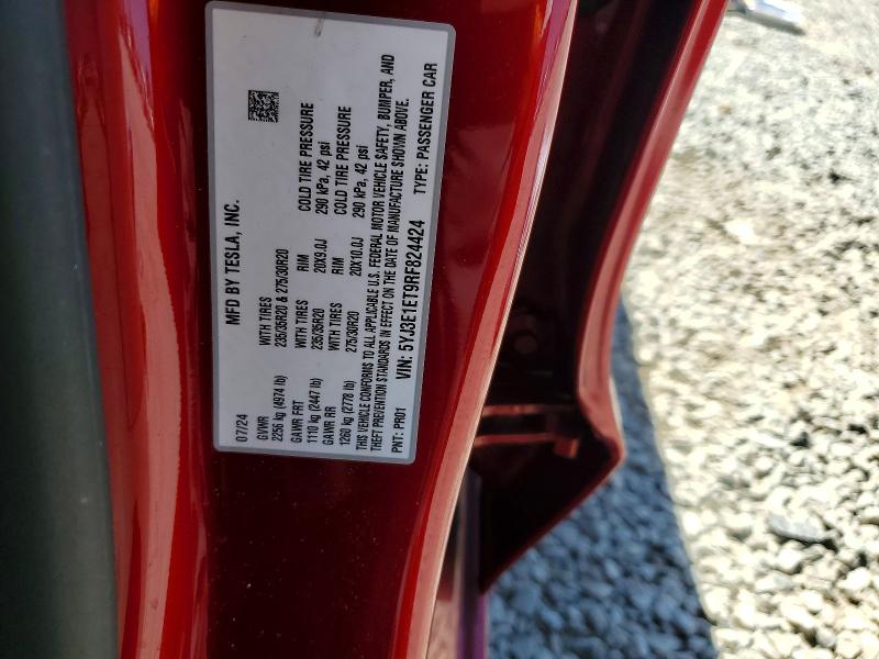 Aukcja sprzedaży 2024 Tesla Model 3, vin: 5YJ3E1ET9RF824424, numer aukcji: 47823056