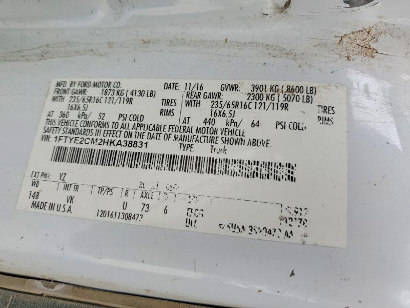 Auction sale of the 2017 Ford Trans 150, vin: 1FTYE2CM2HKA38831, lot number: 48132136