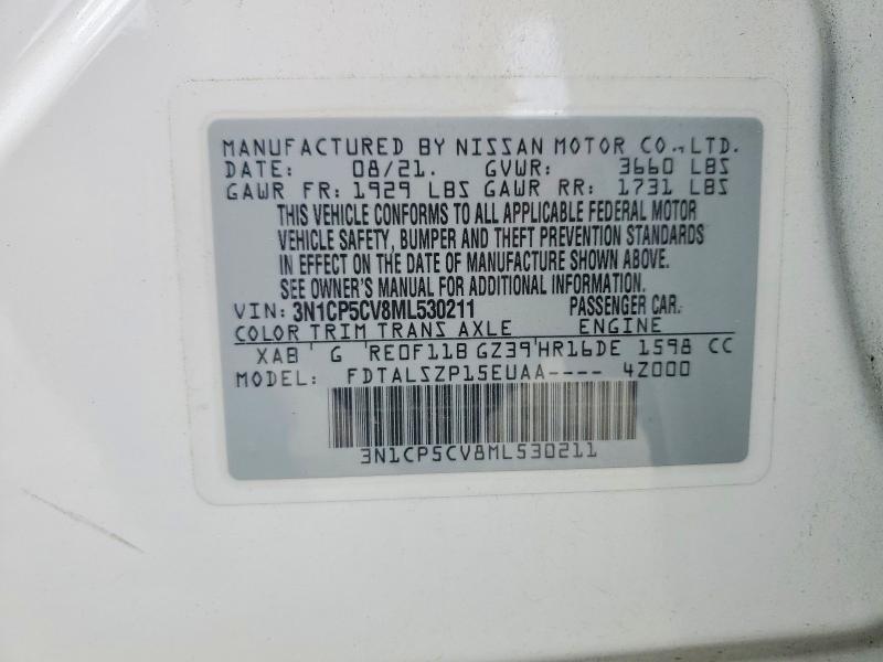 Aukcja sprzedaży 2021 Nissan Kicks, vin: 3N1CP5CV8ML530211, numer aukcji: 48085286