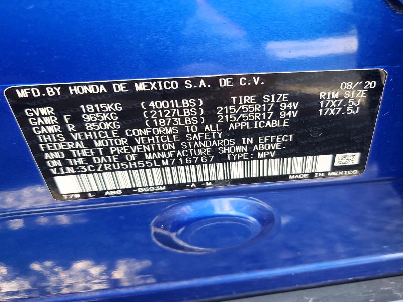 Продажа на аукционе авто 2020 Honda Hr-v, vin: 3CZRU5H55LM716767, номер лота: 79209815