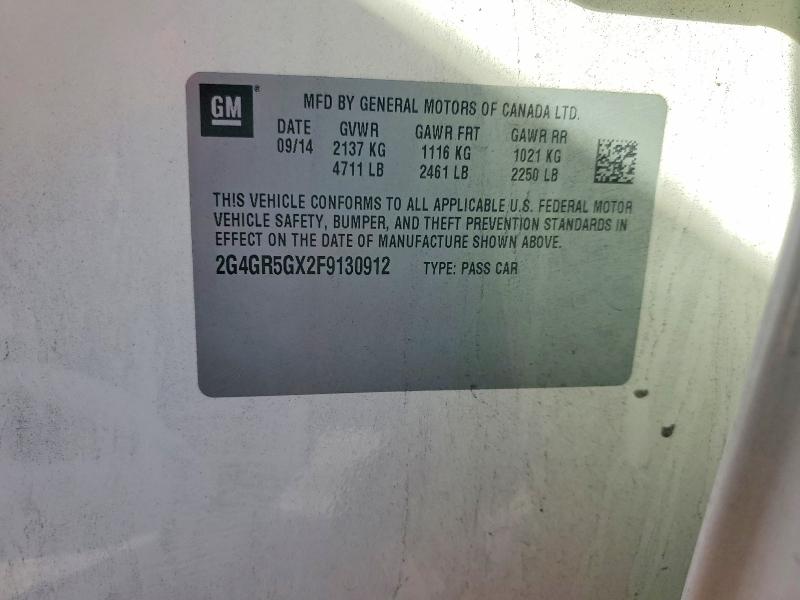 2015 Buick Regal მანქანა იყიდება აუქციონზე, vin: 2G4GR5GX2F9130912, აუქციონის ნომერი: 79694035