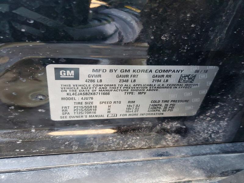 79266245 :رقم المزاد ، KL4CJASB2KB711666 vin ، 2019 Buick Encore مزاد بيع