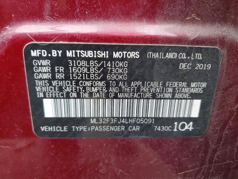 Aukcja sprzedaży 2020 Mitsubishi Mirage, vin: ML32F3FJ4LHF05091, numer aukcji: 46159586
