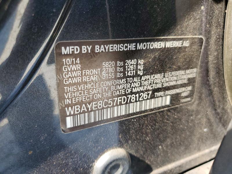 46808626 :رقم المزاد ، WBAYE8C57FD781267 vin ، 2015 Bmw 750 مزاد بيع