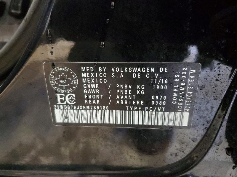 2017 Volkswagen Jetta მანქანა იყიდება აუქციონზე, vin: 3VWDB7AJXHM289180, აუქციონის ნომერი: 79815055
