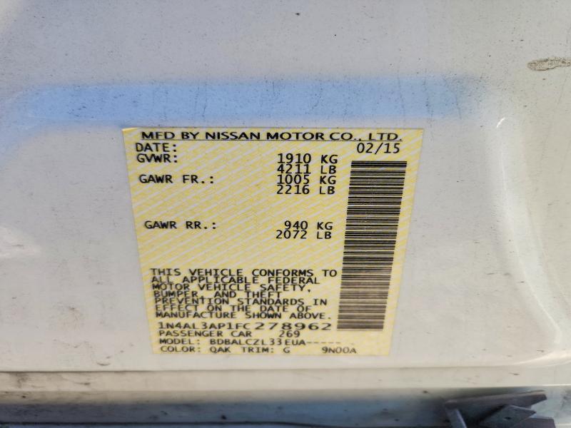 Aukcja sprzedaży 2015 Nissan Altima, vin: 1N4AL3AP1FC278962, numer aukcji: 46727736