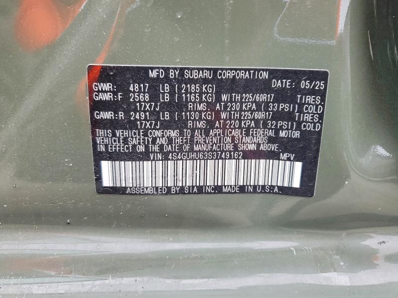 Aukcja sprzedaży 2025 Subaru Crosstrek, vin: 4S4GUHU63S3749162, numer aukcji: 46878666