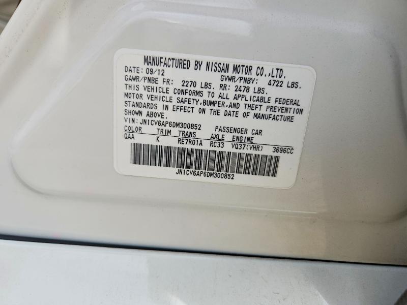 Aukcja sprzedaży 2013 Infiniti G37 Sedan, vin: JN1CV6AP6DM300852, numer aukcji: 47291886